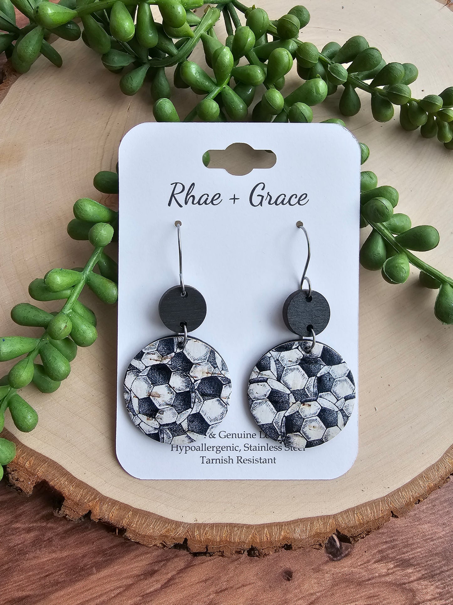 Soccer Circle Drop Earrings