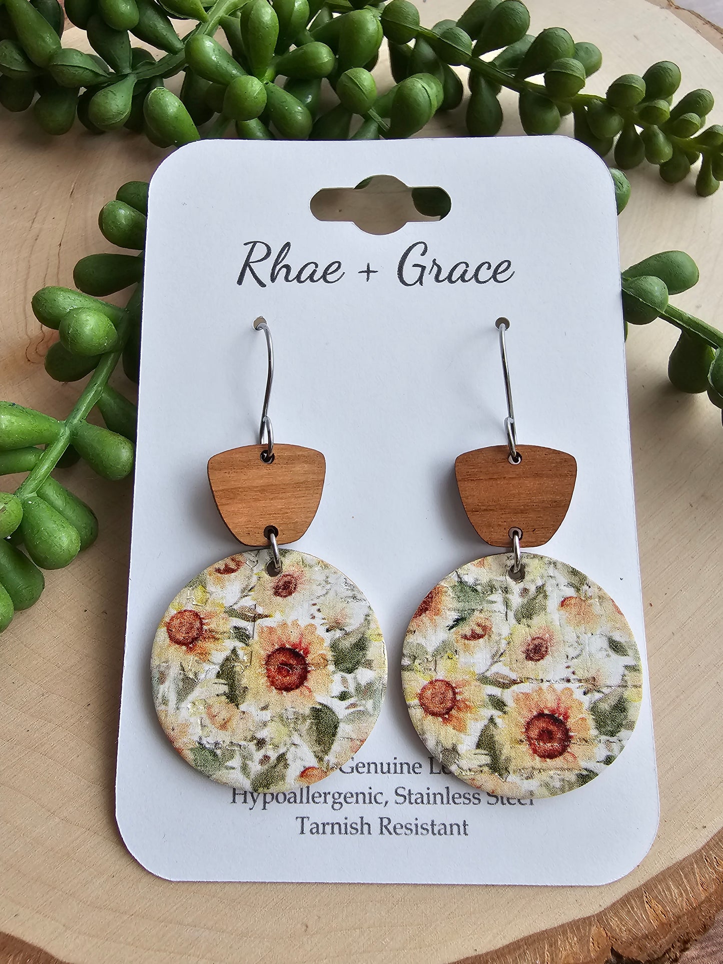 Sunflower Fields Circle Drop Earrings