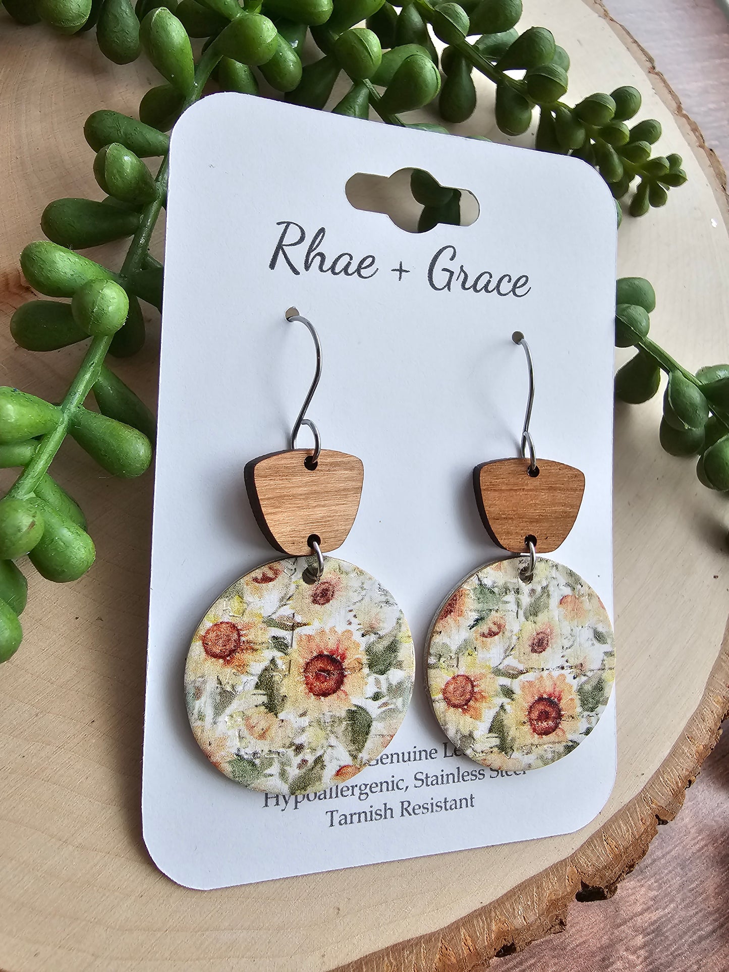 Sunflower Fields Circle Drop Earrings